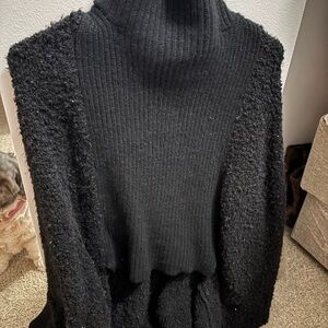 BCBGMaxAzria Black Mixed-Knit Turtleneck Sweater